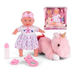 Maltilde dukke med enhjørninge bamse og tilbehør