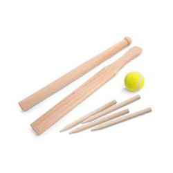 Sæt med to bat, en bold og fire markeringspinde.