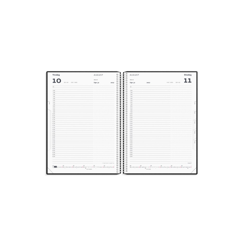 Timekalender 2027 blå PP-plast | Skolekalender | Bakkeleg