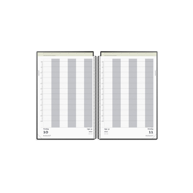 Aftalekalender A4 dag 2027 sort PP-plast | Bakkeleg