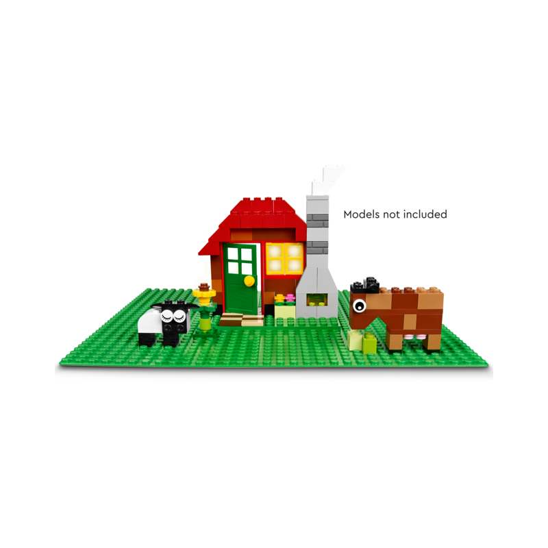 Grøn byggeplade med hus og dyr