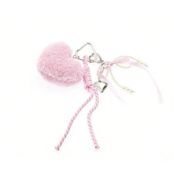 Tinka Bag Charm Rosa Plys Hjerte – Sød Taskepynt