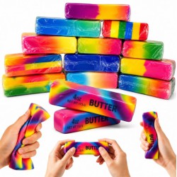 Rainbow Butter Squishy 13 cm – farverig slow-rise squishy til sensorisk leg og afslapning.