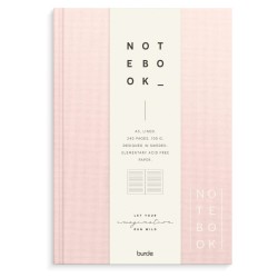 Notebook Textile A5 pink linjeret notesbog med elegant tekstilomslag.