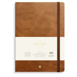 Notebook Deluxe A5 brun – elegant notesbog til noter, planlægning og kreative idéer.