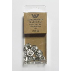 Patentknapper 17 mm i sølv – pakke med 6 stk. til syning og reparation.