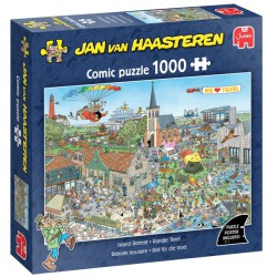 Jan van Haasteren Island Retreat – puslespil med 1000 brikker og humoristisk ø-motiv.