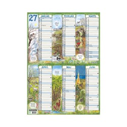 Plakatkalender 2027 med oversigt over hele året.