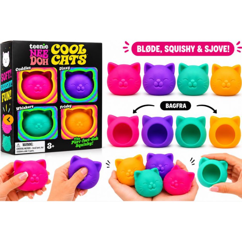 Teenie NeeDoh Cool Cats 4 Pack | Taba Squishy | Bakkeleg