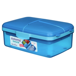 Itsy Bitsy Slimline Quaddie 1,5 L 3965 – blå madkasse med flere rum.