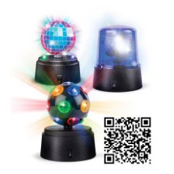 Top-L Mini Partysæt med 3 diskolys på 12 cm med roterende LED-lys.
