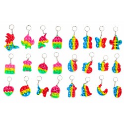 Pop It Nøglering | Mini Fidget Toy Assorterede Designs | Bakkeleg