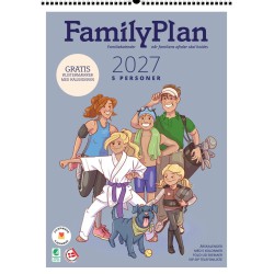FamilyPlan familiekalender 2027 med plads til planlægning for op til 5 personer.