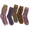 Strikkede damestrømper med leopardmønster i str. 39-42 – 4 assorterede farver.