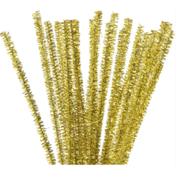 Chenille Glitter Guld 30 cm 24 stk. | 6 mm Chenille | Bakkeleg