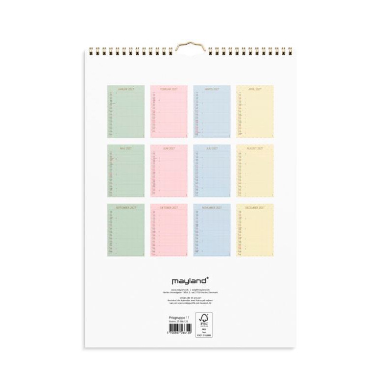 Mayland Familiekalender Color Lille 2027 | 5 Kolonner | Bakkeleg