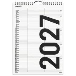 Mayland Familiekalender Black & White 2027 | 2 Kolonner | Bakkeleg