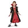 Vampyr prinsesse kostume str. 104 cm med mini vampyrkjole, underkjole og krave.