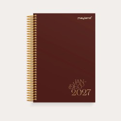 Mayland Timekalender Trend Soft Touch 2027 med illustreret omslag, dag pr. side og timeinddeling kl. 00-23.