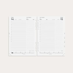 System A5 dagkalender refill 2027 med multihuller og én dag pr. side.