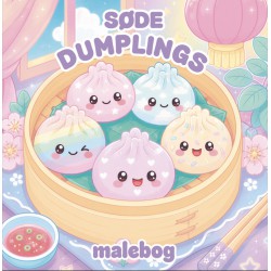 Søde Dumplings malebog med nuttede dumpling-motiver klar til farvelægning.