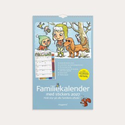 Familiekalender 2027 med illustrationer af Otto Dickmeiss, rim af Lilja Scherfig og 5 kolonner.