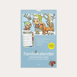 Familiekalender 2027 med illustrationer af Otto Dickmeiss, rim af Lilja Scherfig og 4 kolonner.