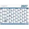 Kæmpekalender 2027 med 13 måneder på ét ark i PP-plast, leveret i rør.