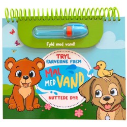 Mal med vand – Nuttede dyr, genbrugelig malebog hvor farverne kommer frem med vand.