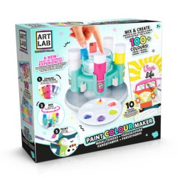 Art Lab Paint Maker Studio med maling, pensler, farveopskrifter og 10 plakater til kreativ maling fra 6 år.