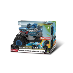 REVOLT Shark Wheelie Monster 1:18 – fjernstyret 4x4 på 26 cm, der kan lave wheelies og køre på vand.