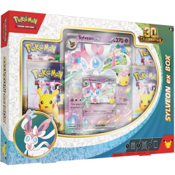 Pokémon Mega Evolution: 30th Celebration Sylveon ex Collection med Sylveon ex-promokort, oversize kort og 4 booster packs.