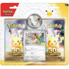 Pokémon Mega Evolution: 30th Celebration Eevee 2-Pack Blister med 2 booster packs, Eevee foil-kort og jubilæumsmønt.