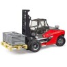 Bruder 02513 Linde HT160D gaffeltruck med kraftig palle og 3 gitterbokse i skala 1:16.