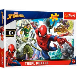 Trefl Spider-Man Born to Be a Superhero puslespil med 200 brikker og farverigt Marvel Spider-Man motiv.