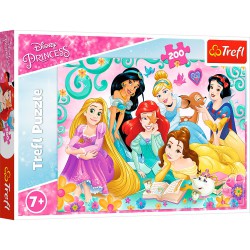 Trefl Disney Princess Happy World of Princesses puslespil med 200 brikker og farverigt prinsessemotiv.