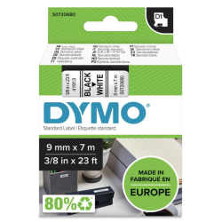 DYMO D1 tape 9 mm x 7 m sort på hvid | Etikettape | Bakkeleg