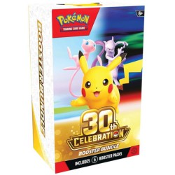Pokémon TCG 30th Celebration Booster Bundle med 6 boosterpakker fra Pokémons officielle 30-års jubilæumssæt.