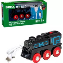BRIO 33599 genopladeligt lokomotiv med mini USB-kabel til BRIO World togbaner – fra 3 år.