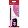 Faber-Castell Jumbo Grip Two Tone HB grafitblyant i sort og pink med dobbelt blyantspidser og ergonomisk Soft-Grip-zone.
