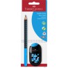 Faber-Castell Jumbo Grip Two Tone HB grafitblyant i sort og blå med dobbelt blyantspidser og ergonomisk Soft-Grip-zone.