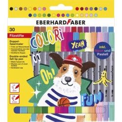 Eberhard Faber dobbelt-tusser, 30 stk. i assorterede farver med både tyk og tynd spids til tegning og farvelægning.