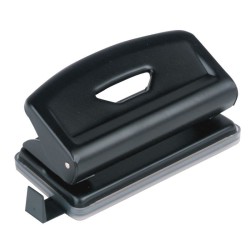 Sort hulslag i robust metal med 2 huller, 80 mm hulafstand og kapacitet på op til 25 ark ad gangen.
