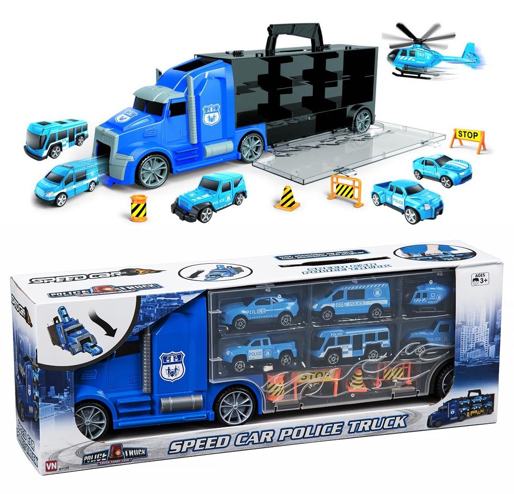POLITI TRUCK M. 6 SMÅ BILER - 41135