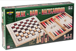 VINI 3-i-1 Skak, Dam & Backgammon i Træ – 3 Klassiske Spil 31197