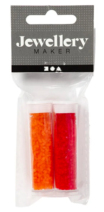 ORANGE & RØD ROCAIPERLER 1,7MM 2 PAK