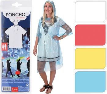 ENGANGS REGNSLAG PONCHO VOKSNE