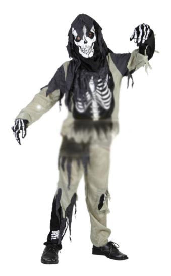 Rio Skelet Zombie Kostume – 140 cm 42786
