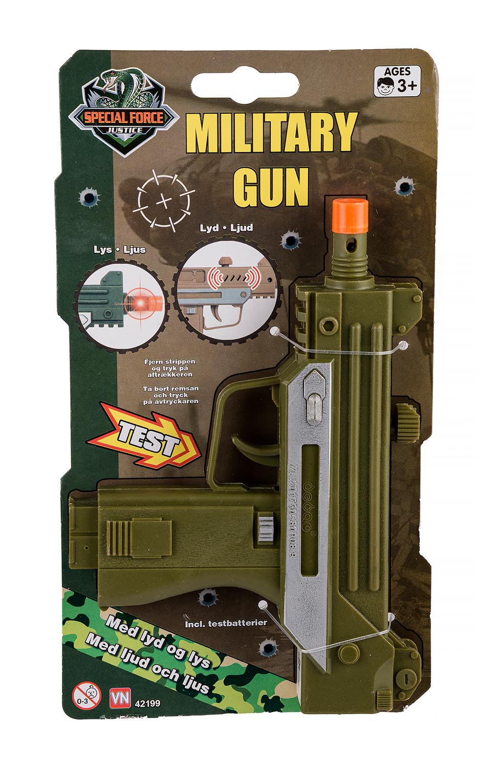MILITÆR PISTOL M. LYS OG LYD 42199