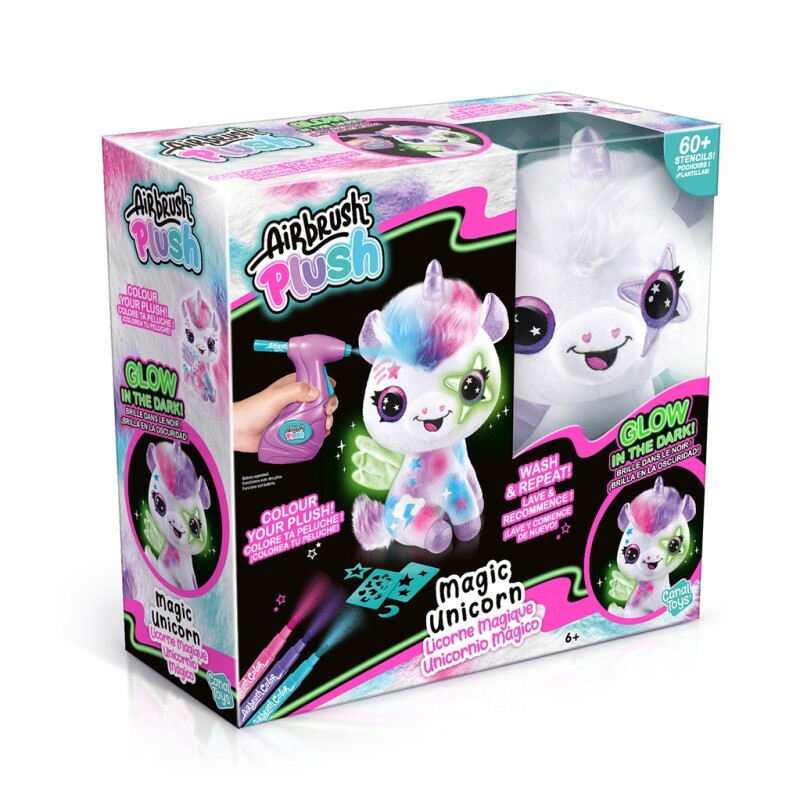 AIRBRUSH PLUSH ENHJØRNING SELVLYSENDE